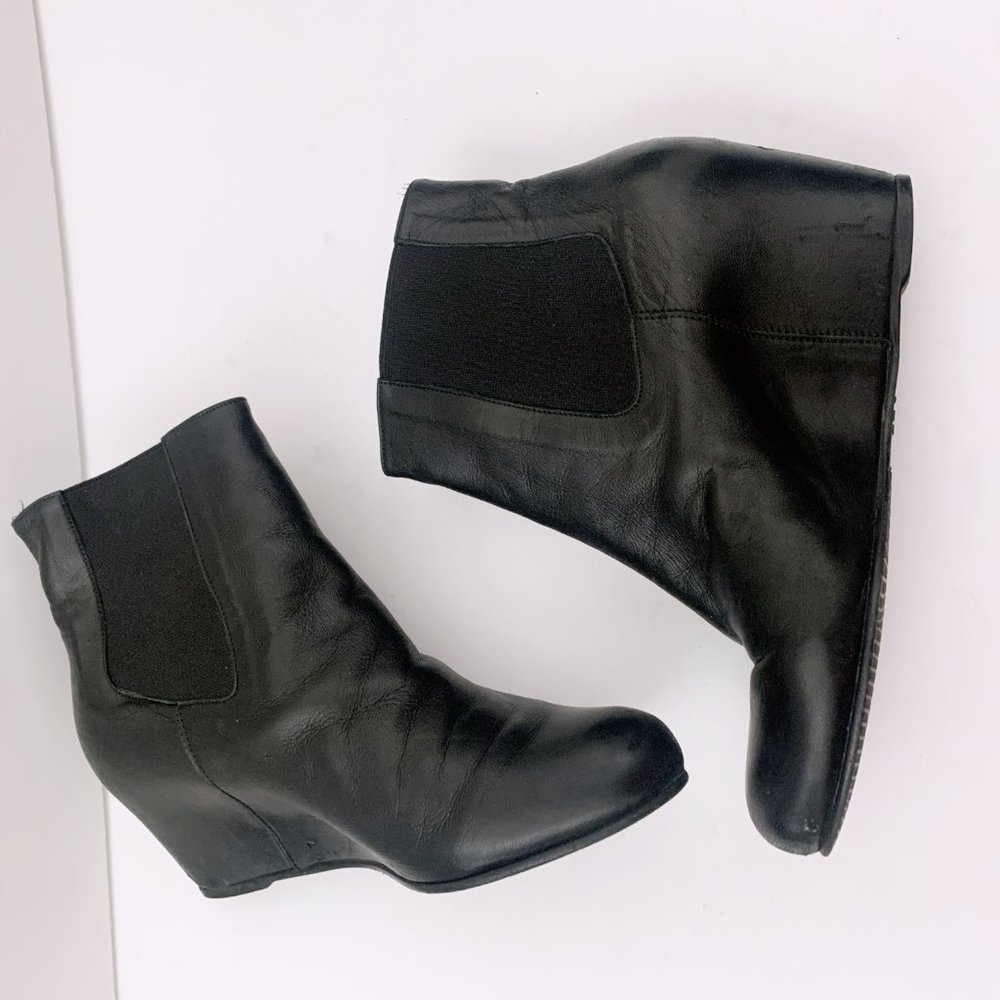 Stuart Weitzman Black Wedge Booties - Nusocks - image 7